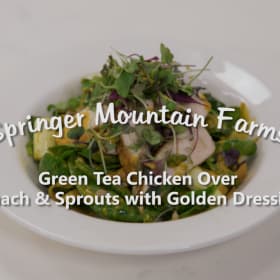 Green Tea Chicken Over Spinach & Sprouts with Golden Dressing