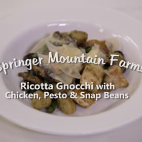 Ricotta Gnocchi with Chicken, Pesto and Snap Peas