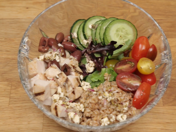 Greek Chicken Farro Bowl