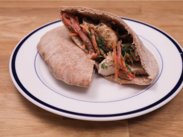 Grilled Chicken Pita With Asian Slaw