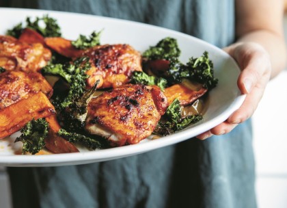 Paprika Chicken With Sweet Potatoes And A Crispy Kale Crown