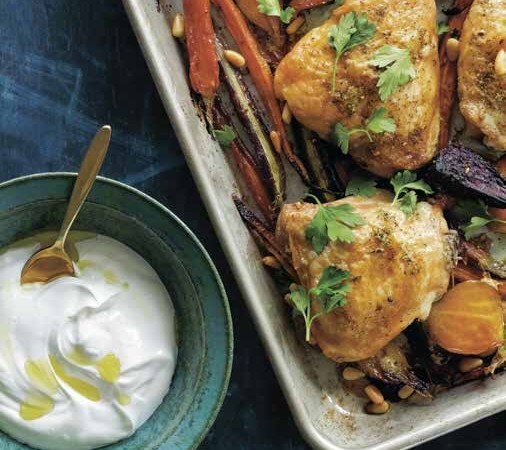 Za'atar Rubbed Chicken With Carrots, Beets and Labne