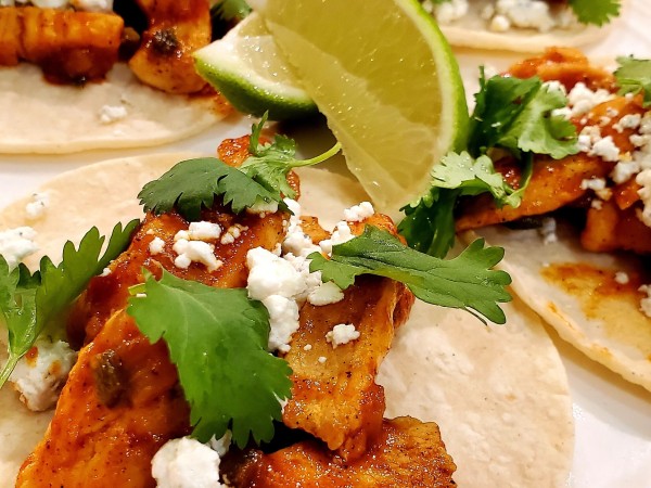 Spicy Chicken Soft Tacos with Goat Cheese