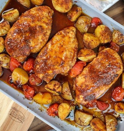 Honey Glazed Brown Sugar Baked Chicken and Potatoes from @goldengracekitchen (Gluten Free)