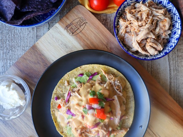 Chicken Tacos with Dairy Free Queso from @goldengracekitchen (Gluten Free)