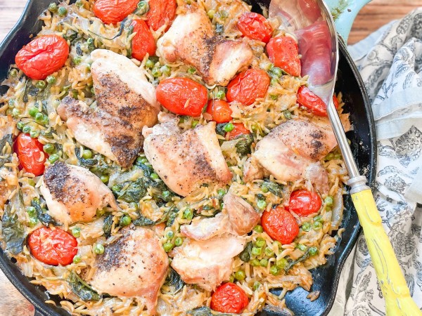 One Pot Chicken Orzo Bake from @tidal_tastes