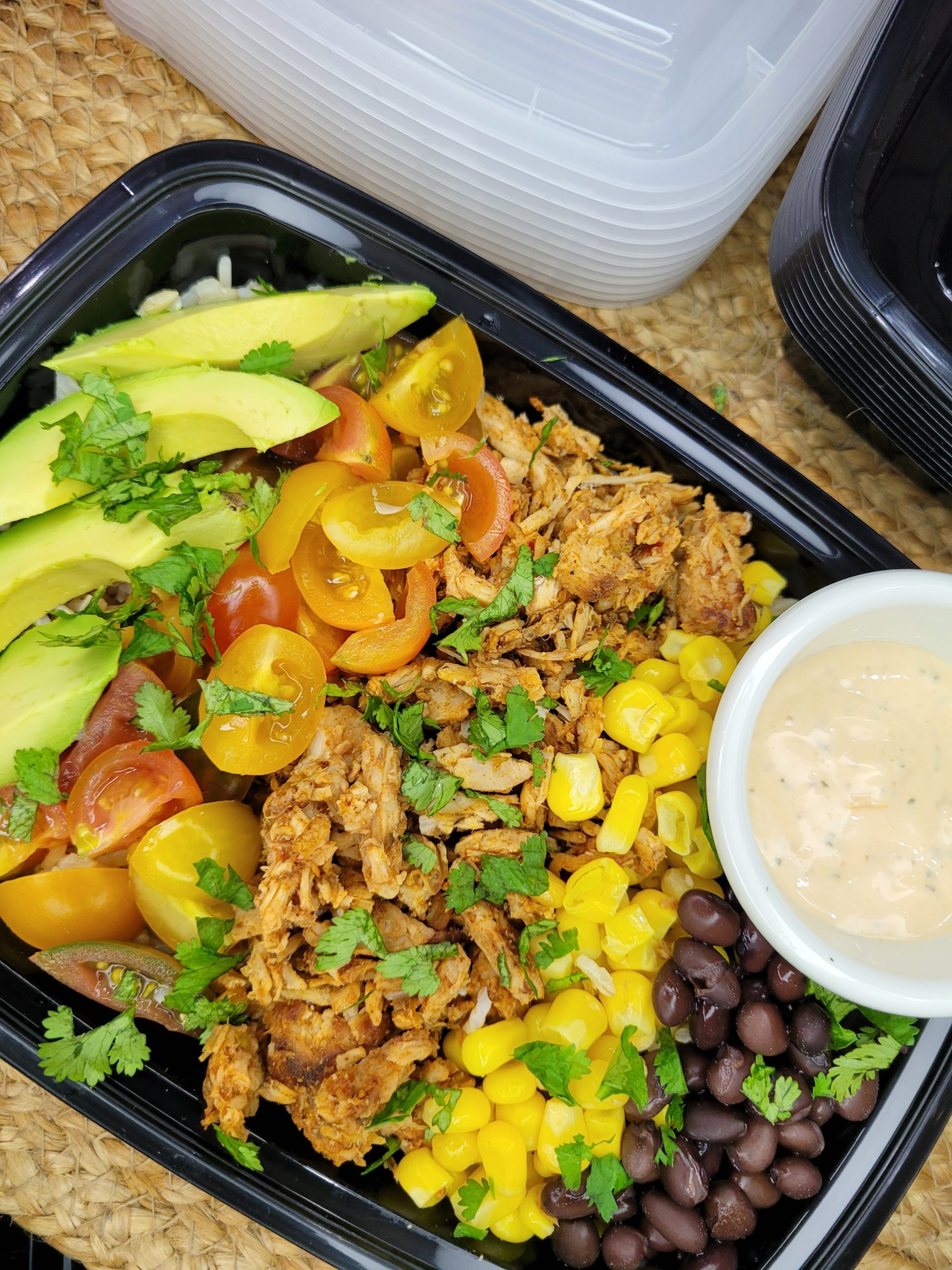 Slow Cooker Shredded Chicken Burrito Bowls (Meal Prep Friendly