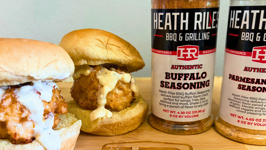Buffalo Chicken Sliders with Parmesan Garlic Aioli made with Springer Mountain Farms chicken, served on soft slider buns and topped with fresh aioli for a flavorful game day or tailgate recipe.