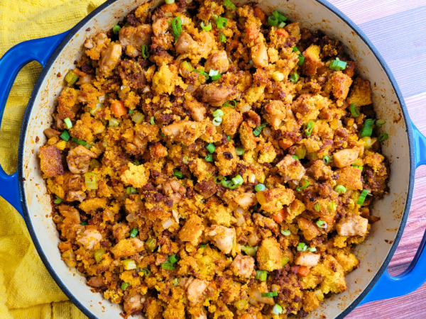 Chicken and Chorizo Jalapeno Cornbread Dressing