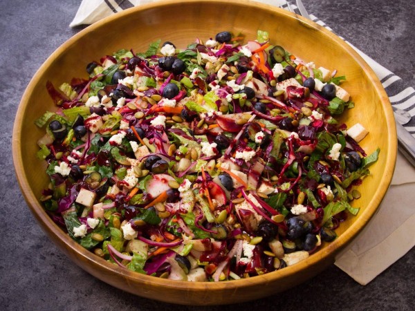 Chicken and Blueberry Salad with Blueberry Chili Lime Vinaigrette