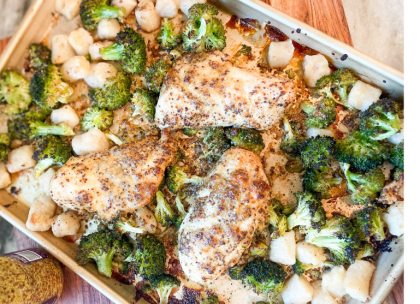 Parmesan Honey Mustard Sheet Pan Chicken