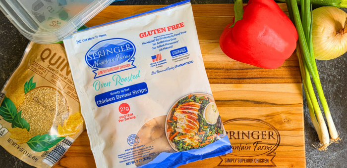 Ingredients for healthy high protein chicken meal prep including chicken, vegetables, and whole grains